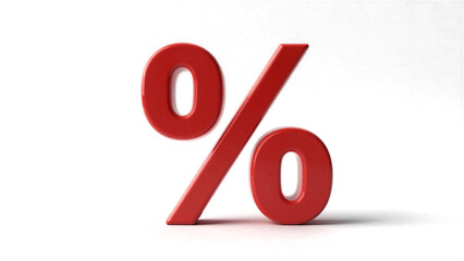 Red 3D Percent Symbol on Black Background Representing Sale, Discount, or Financial Rate

