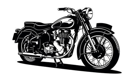 Naklejka premium Vintage Motorcycle Silhouette: An elegant vintage motorcycle, a symbol of freedom, adventure and the open road, depicted in a striking, classic design.