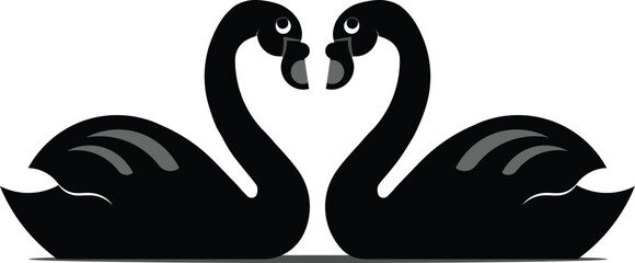 swans on the water Romantic swans forming heart shape with red hearts floating above © Kamol