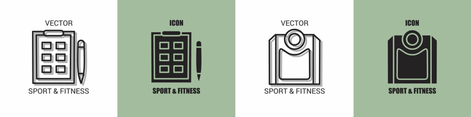 Sport and fitness icon line. Sport and fitnes vector illustration.