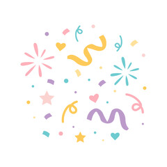 Multicolored festive confetti on a transparent background. 
