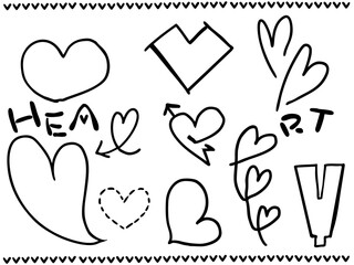いろんなハート 線画
