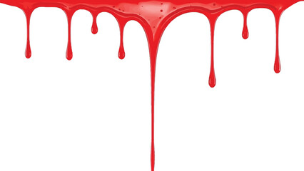 Red blood dripping effect on white background