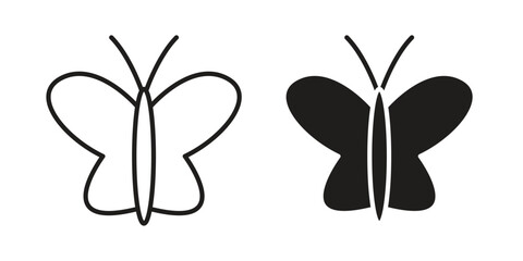 Butterfly icons vector. Line and glyph design with editable stroke