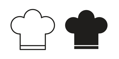 Chef hat icons vector. Line and glyph design with editable stroke
