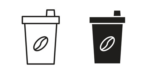 Coffee icons vector. Line and glyph design with editable stroke