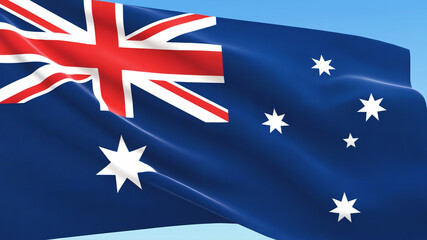 Waving Australian Flag Close Up