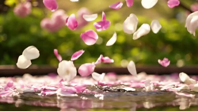 Golden Hour Meadow Swirl petal swirl spring Soft, warm sunlight illuminating a vibrant meadow as wildflower petals are carried by a