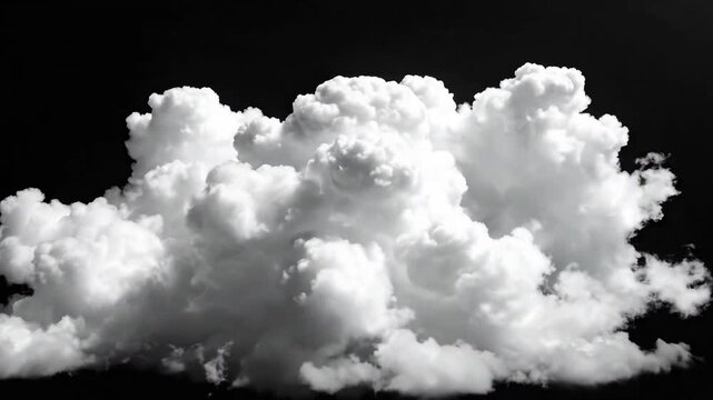 Fluffy white cloud against a solid dark background, creating a dramatic sky effect.