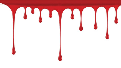 Red blood dripping effect on white background