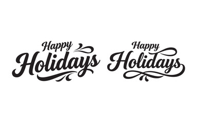 Elegant calligraphy design featuring the text happy holidays in a decorative style