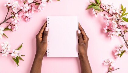 淡いパステルカラーのノートを手に持つ、顔の見えない手元だけの春のライフスタイルシーン。
花などの具体的モチーフを使わず、光と色で春らしさを表現しています。
朝の自然光とやわらかなピンクの反射光が、軽やかで清潔な印象を演出。
広告、教育、ブランドビジュアル、SNSキャンペーンに幅広く使える素材です。