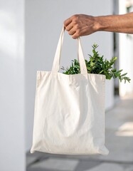 新緑を入れた布製トートバッグをやさしく持つ手元のみを描いた春のミニマルシーン。
顔や個人を特定できる要素を排除し、商用利用に適した安全な構図です。
やわらかな春の自然光と控えめな屋外背景が、清潔感と安心感を演出。
エコ、サステナブル、ライフスタイル、企業広告に幅広く使える素材です。