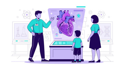Interactive exhibit illustrating human heart anatomy, enhancing medical education and knowledge