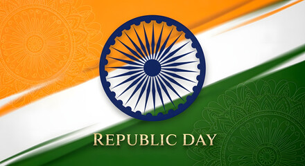 Indian republic day flag background with ashoka chakra symbol