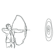 Businessman Archer Aiming for Success Line Drawing