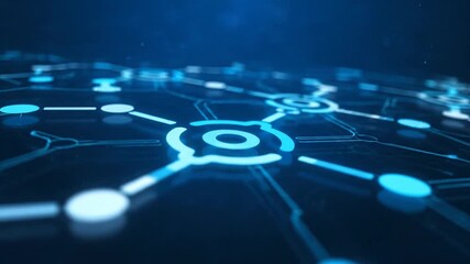 Abstract blue digital network connections glowing with nodes and lines futuristic technology - Powered by Adobe