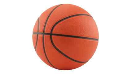 Orange basketball isolated PNG on transparent background, sports equipment for team games and physical activity