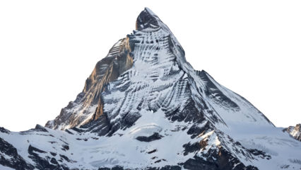 Snowy Matterhorn mountain peak isolated PNG, majestic Swiss Alps landscape on transparent background, travel destination and outdoor adventure