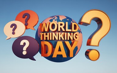 World thinking day concept with question marks