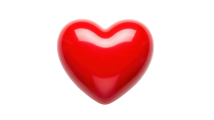 Shiny red heart isolated PNG, love and romance concept for Valentine s Day greeting cards and graphic design projects on transparent background