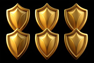 Golden shield icons in a grid formation