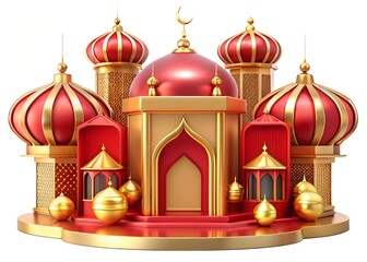 Obraz premium Ornate middle eastern palace with red and gold domes