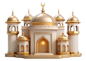 Golden mosque with minarets and domes