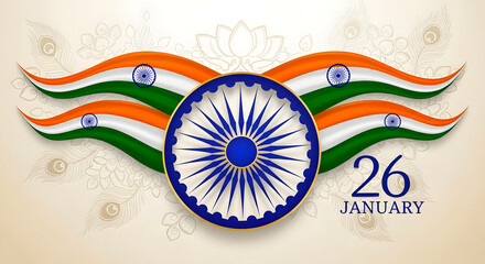 Republic day india 26 january celebration with indian flag colors