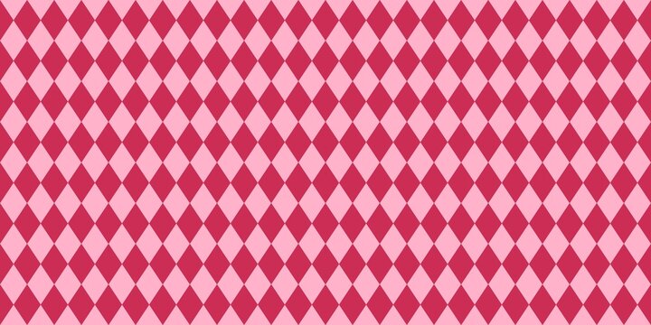 Pink and magenta harlequin diamond pattern background. Seamless geometric texture for fabric, wrapping paper, and wallpaper. Classic checkered backdrop for feminine design.