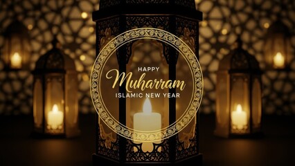 Celebrating muharram islamic new year with elegant lanterns
