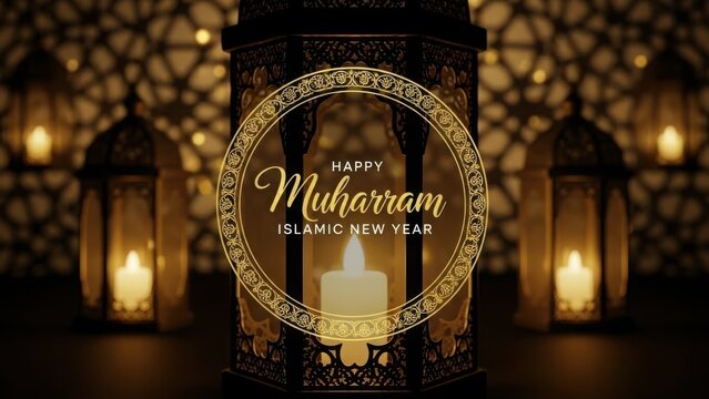 Celebrating muharram islamic new year with elegant lanterns - Powered by Adobe