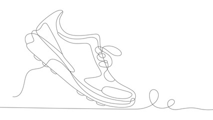 Fototapeta premium Running shoe line art. continuous line sneaker. 