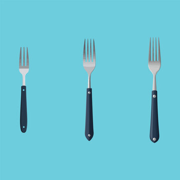 Modern kitchen fork cutlery vector with metal head and dark handle