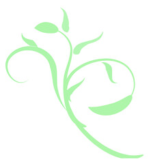 Plant Leaves Botanical Abstract Illustration with Light Green Minimal Design