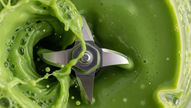 Vibrant Green Liquid Blending in High-Speed Mixer