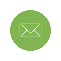 Minimalist Email Envelope Icon on Green Circular Background (Ikon Amplop Email Minimalis dengan Latar Belakang Lingkaran Hijau)