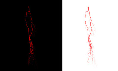 Red lightning abstract illustration with black and white background