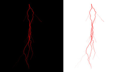Red lightning bolt energy shape with high contrast background
