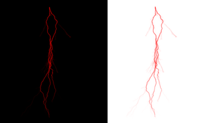 Red lightning bolt energy shape with high contrast background