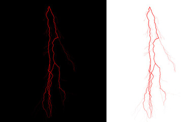 Red Lightning Bolt Symmetrical Design on Black and White Background