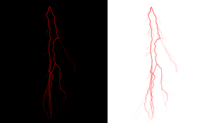 Red Lightning Bolt Symmetrical Design on Black and White Background