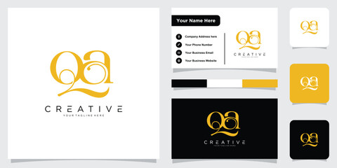 Creative Letter QA or AQ Modern Minimalist Vector Logo Design Template.