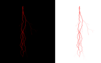 Red lightning bolt abstract graphic with black white split background