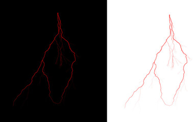 Red lightning bolt illustration on black and white contrast background