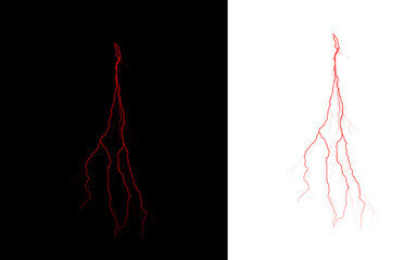 Red lightning bolt graphic split black and white background design