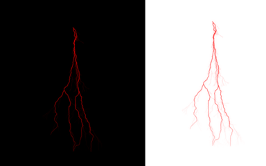 Red lightning bolt graphic split black and white background design