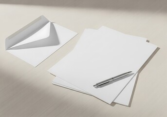 Blank paper and pen on page ready page for page writing