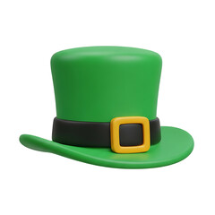 3D Green Leprechaun Top Hat Isolated on transparent background