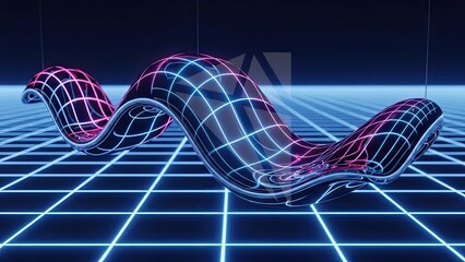 futuristic digital wave grid landscape
